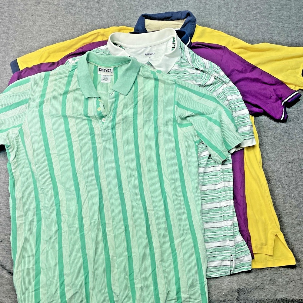 Vintage King Size Polo Shirt lot of‎ 4 Men XL Tall Casual Travel 90s striped Y2K